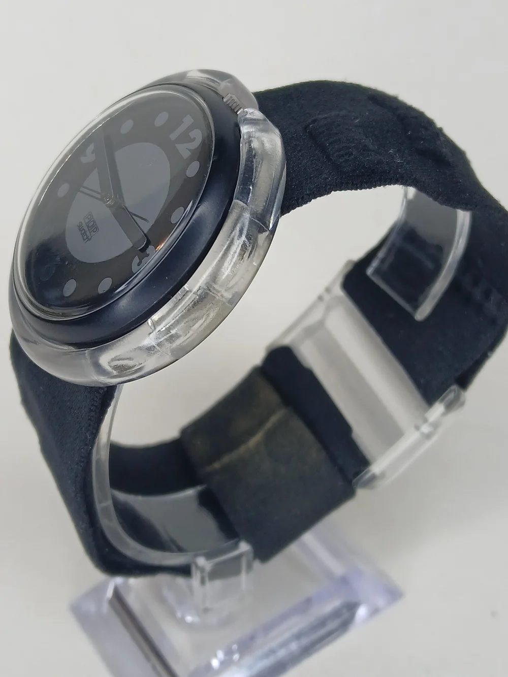 Swatch Black POP Watch with Clear Bezel